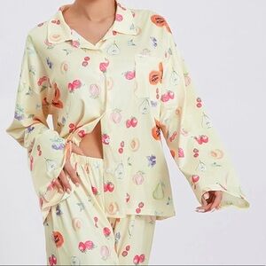 Women 2Piece Set Fruit Loungewear Soft Sleepwear(Medium)